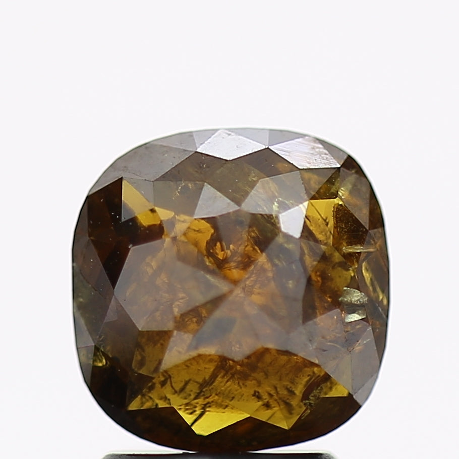 2.45 Carat Natural Cushion Salt and Pepper Diamond Fancy Brown 7.7 MM