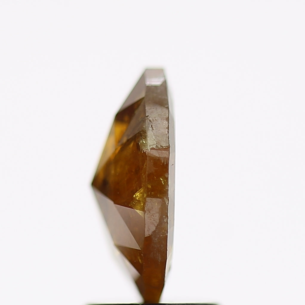 1.88 Carat Natural Yellow Rosecut Oval Salt and Pepper Diamond 9.6 MM