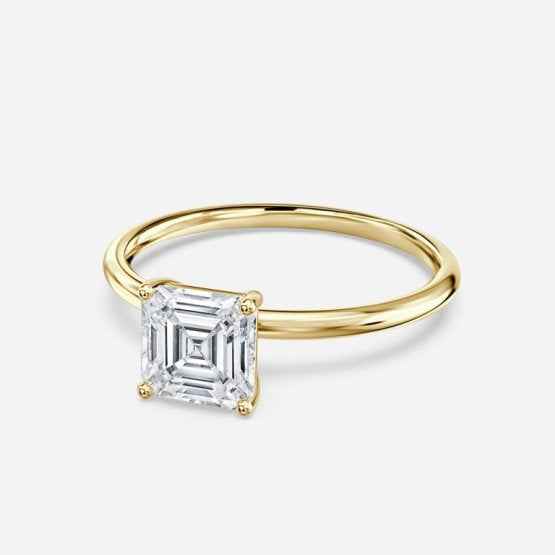 Bdaya Asscher Solitaire Engagement Ring 14K / 18K Solid Gold