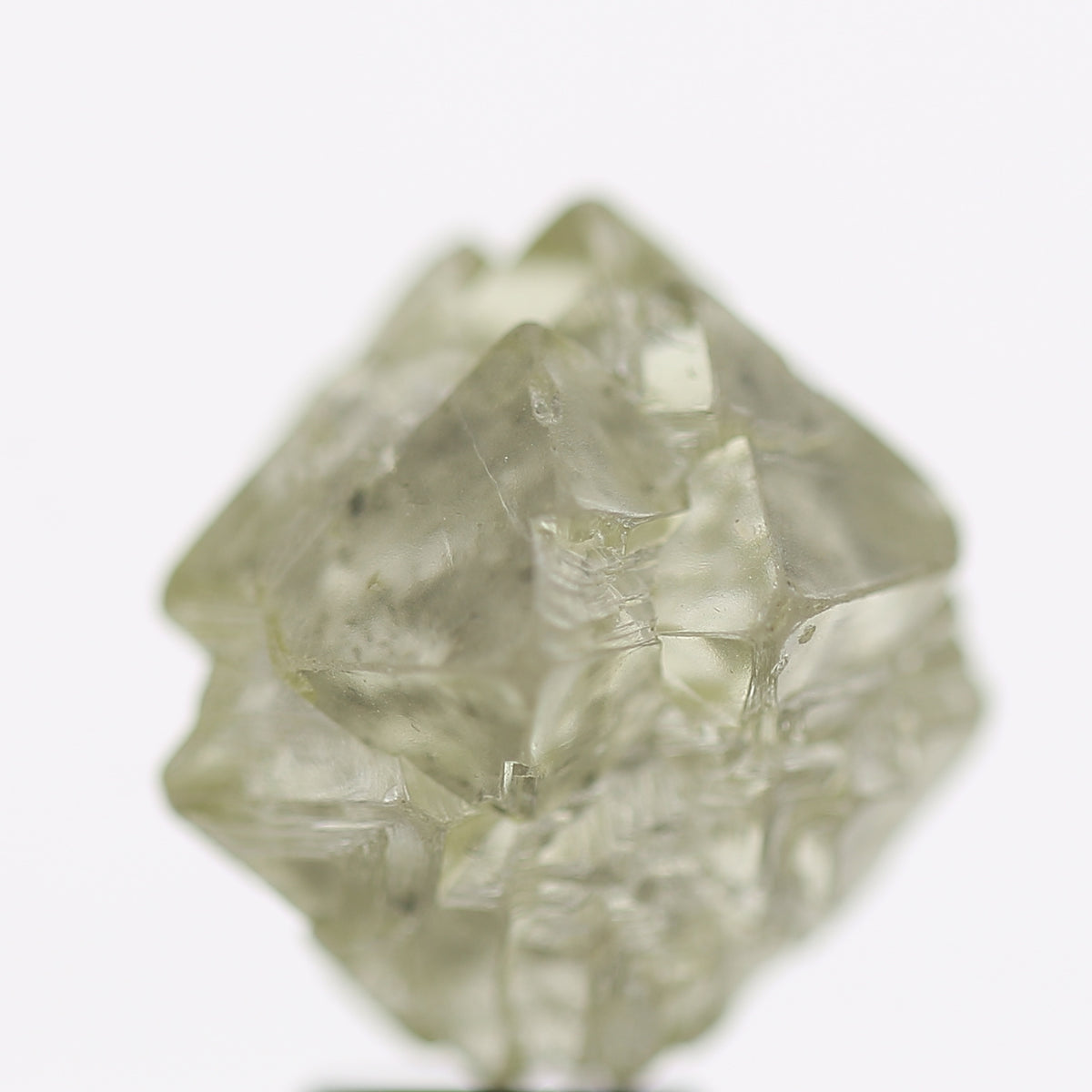 10 Ct Rough Diamond Octahedron Light Green Gray Raw Stone 12.70 MM