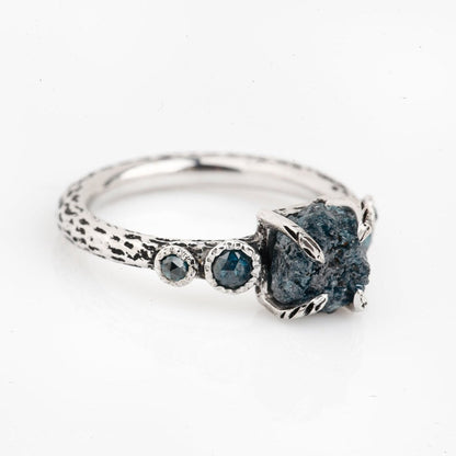 raw rough diamond ring blue 