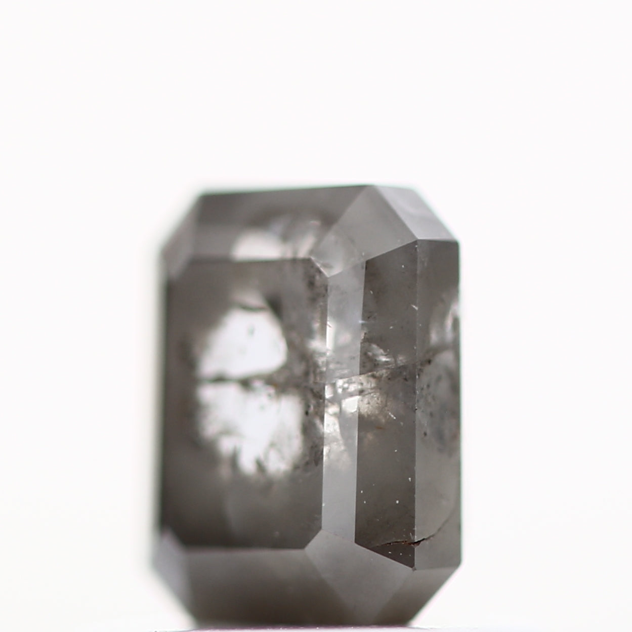 0.73 Carat 5.17 MM Fancy Gray Emerald Cut Salt and Pepper Diamond - Blackdiamond