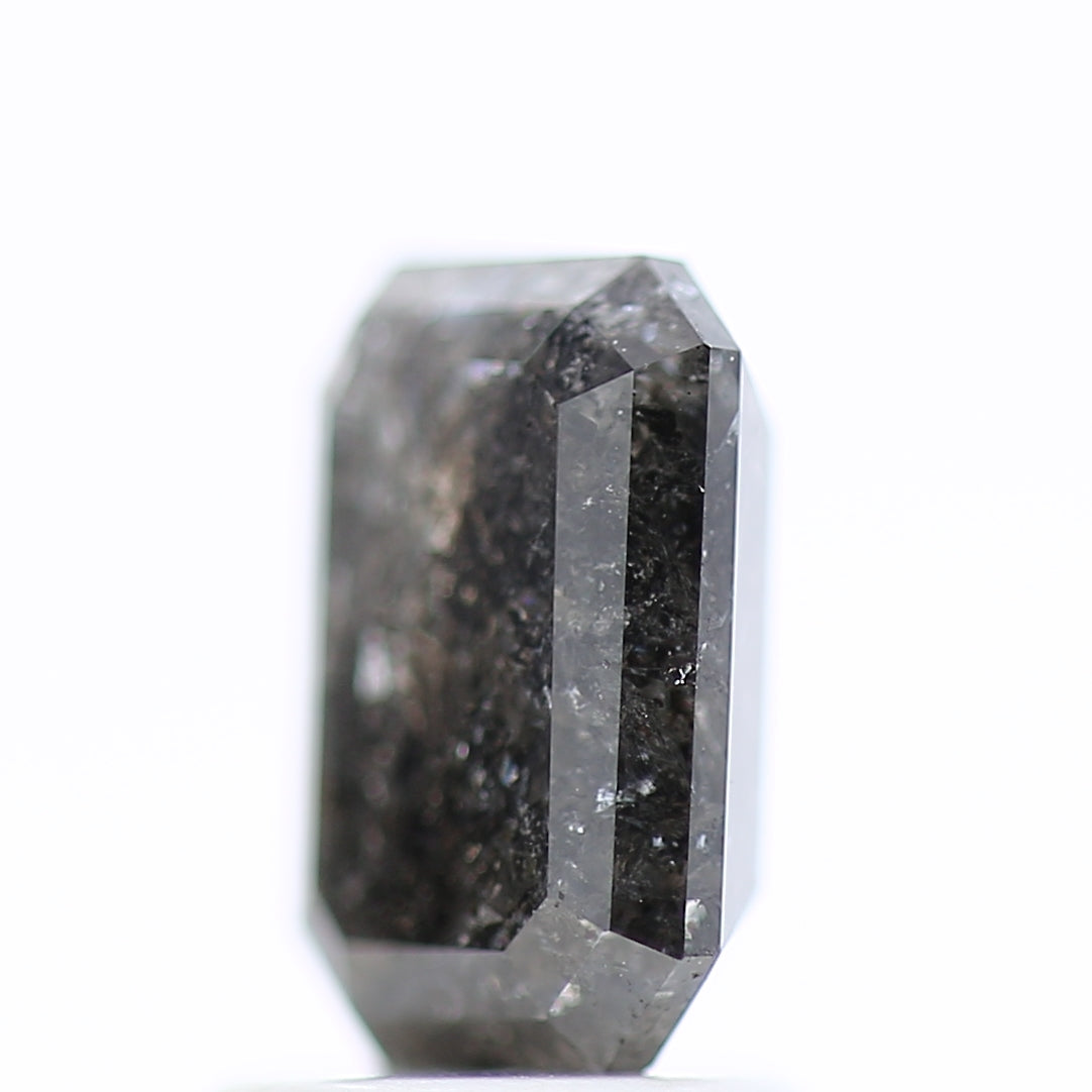 1.75 Carat Natural Galaxy Emerald Cut Salt and Pepper Diamond 7.70 MM