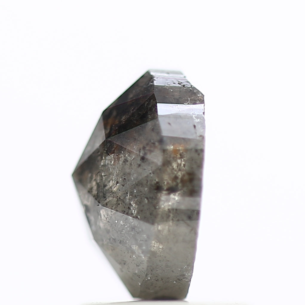 1.54 Carat Natural Gray Oval Rose Cut Salt And Pepper Diamond 7.42 MM