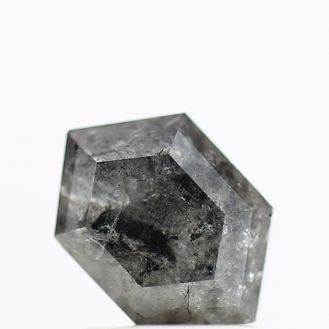 1.54 Carat Grey Hexagon Salt and Pepper Diamond 8.41 MM