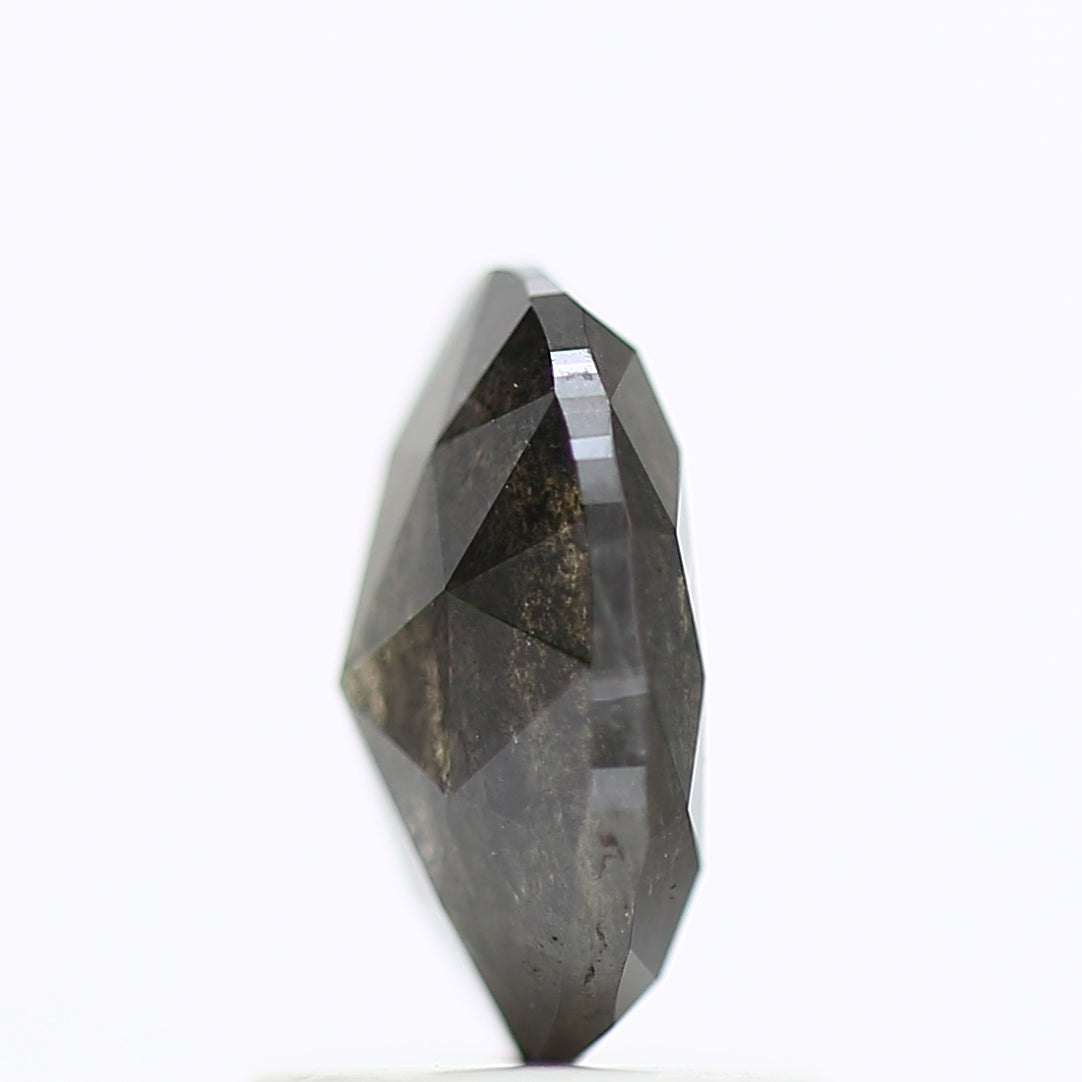 1.11 Carat Black Oval Rose Cut Diamond Salt & Pepper Diamond 7.71 MM