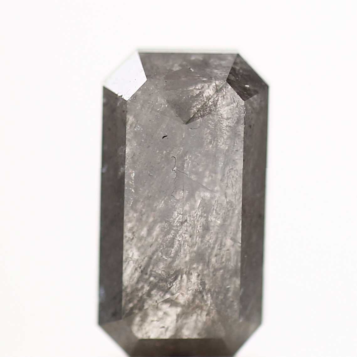 1.83 Carat 9.48 MM Natural Gray Emerald Cut Salt and Pepper Diamond - Blackdiamond