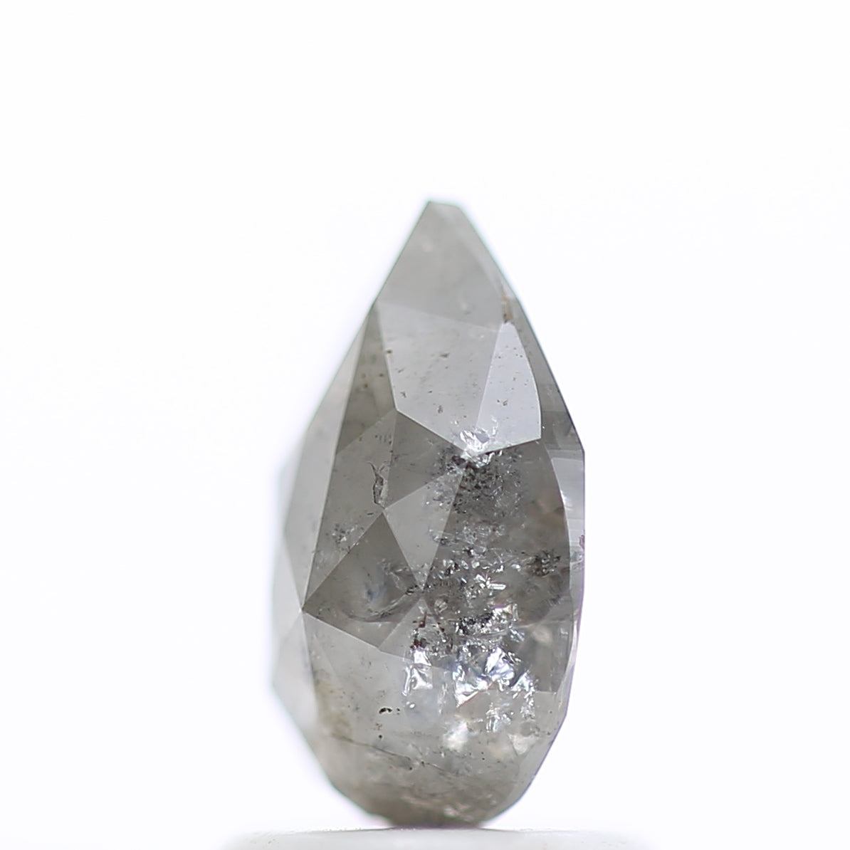 1.24 Carat Gray Pear Salt and Pepper Natural Diamond 8.48 MM