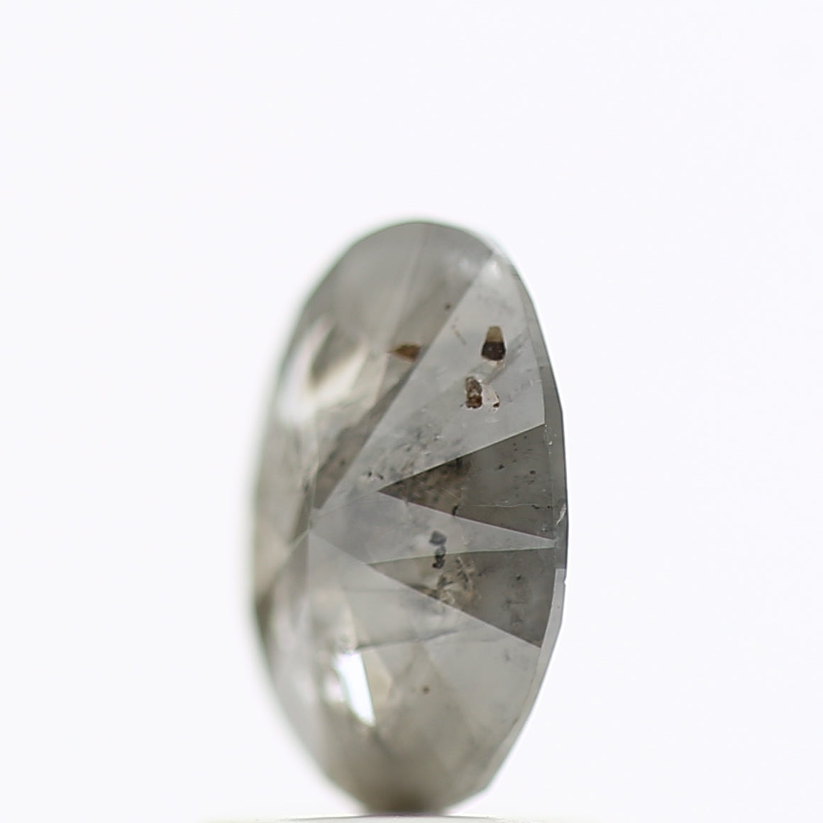 0.91 Carat Rose Cut Oval Gray Salt Pepper Diamond 8.05 MM