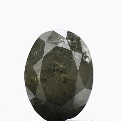 1.22 Carat Oval Brilliant Cut Natural Greenish Gray Diamond 7.40 MM