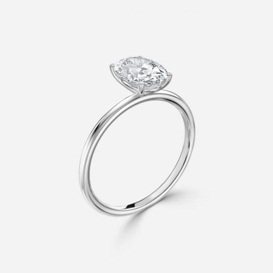 Bdaya Oval Solitaire Engagement Ring 14K / 18K Solid Gold
