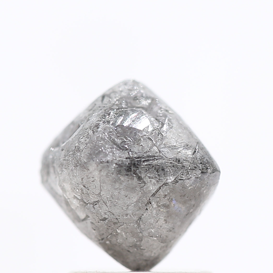 2.21 Carat Fancy Gray Uncut Octahedron Rough Natural Diamond 7.50 MM - Blackdiamond