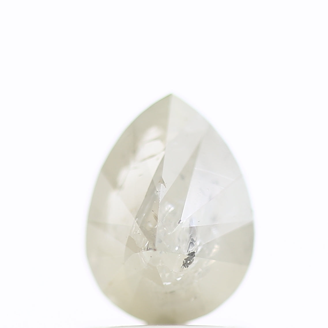 1.11 Carat Natural Grey Milky Pear Salt Pepper Diamond 7.72 MM