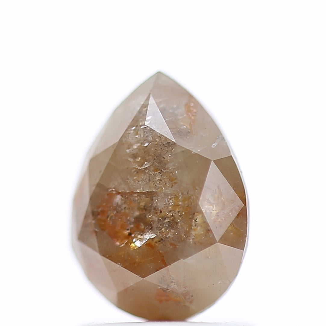 1.40 Carat Orange Brown Pear Cut Salt And Pepper Diamond 7.98 MM