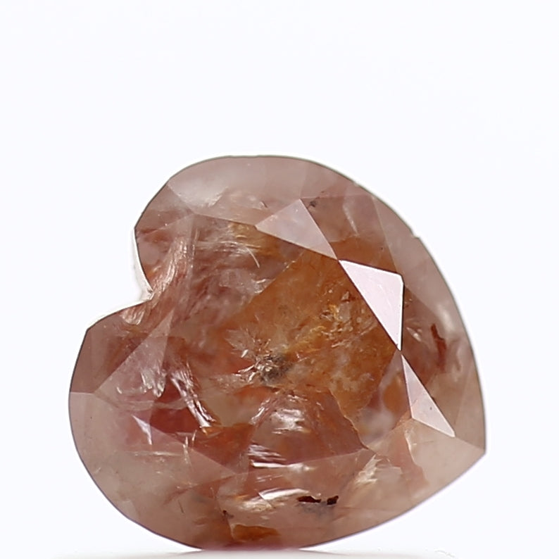 0.64ct Heart Orange Diamond Brilliant Cut Salt And Pepper Diamond 5.67 MM