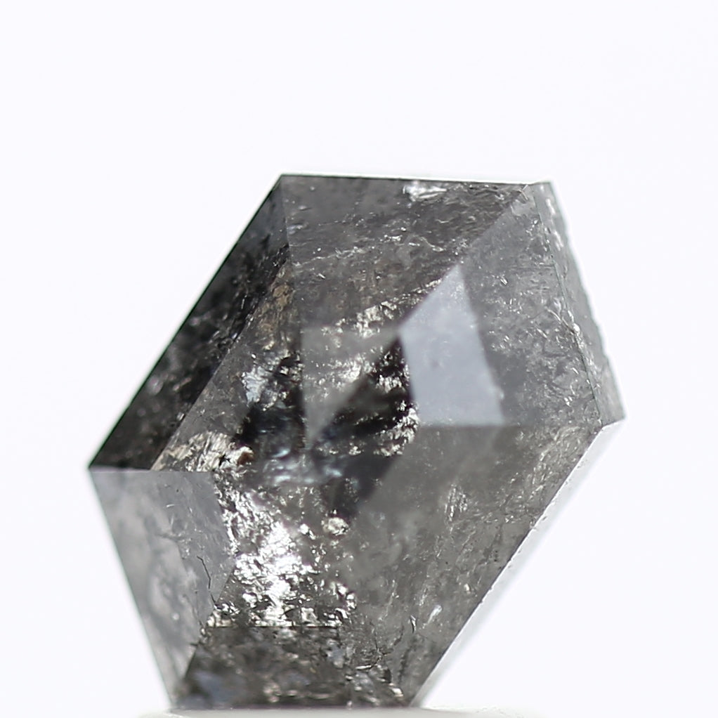 1.41 Carat Natural Gray Hexagon Salt And Pepper Diamond 8.83 MM
