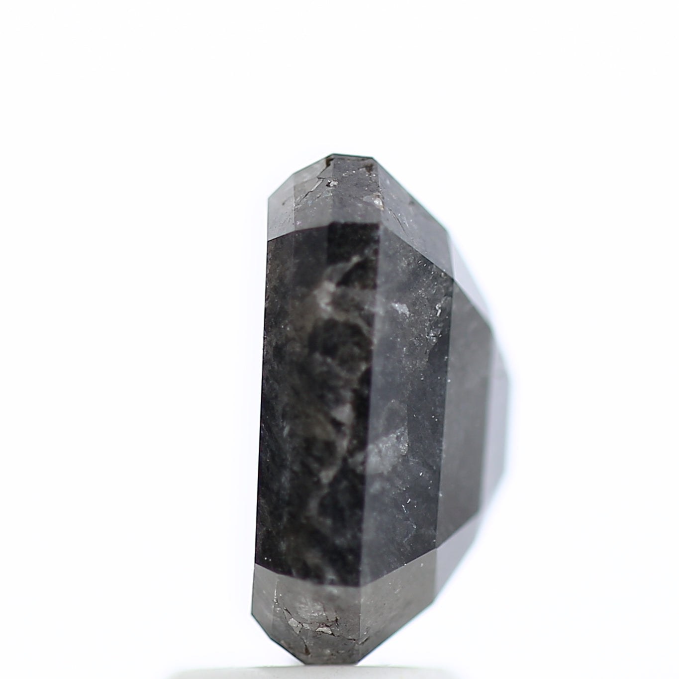 4 Carat Natural Emerald Cut Black Salt And Pepper Diamond 9.74 MM