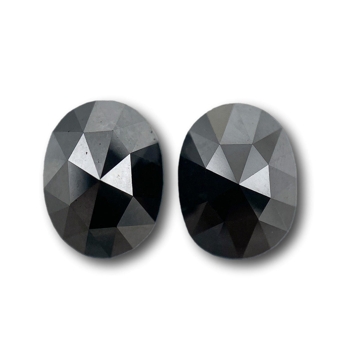 3 Carat Black Oval Shape Rosecut Diamond Matched Pair