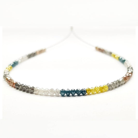 9 Carat Diamond Beads Necklace Fancy Blue Yellow Gray Natural Diamond 925 Silver Clap