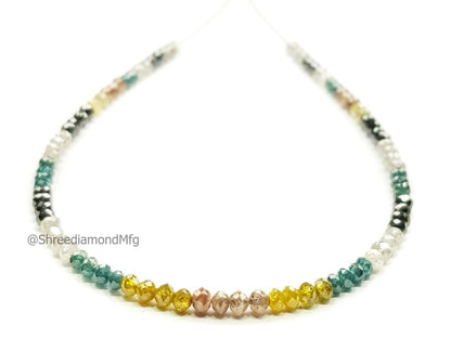 9 Carat Diamond Beads Necklace Fancy Blue Yellow Natural Diamond 925 Silver Clap