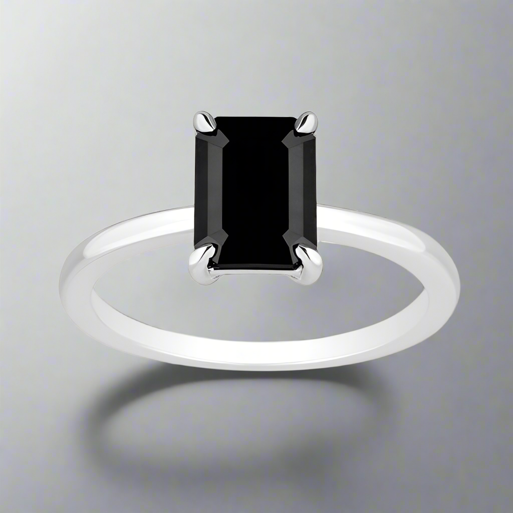 Emerald_Black_diamond_solitaire_ring_2_ct_14k_white_gold