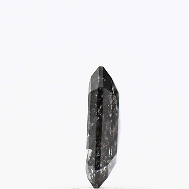 0.44 Carat 5.80 MM Fancy Gray Emerald Cut Salt and Pepper Diamond - Blackdiamond