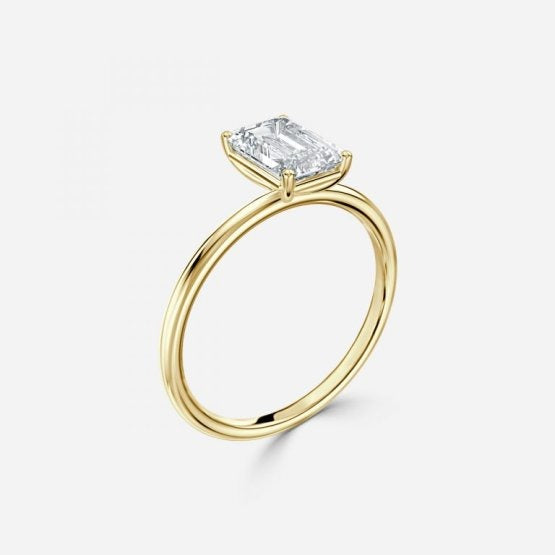 Bdaya Emerald Solitaire Engagement Ring 14K / 18K Solid Gold