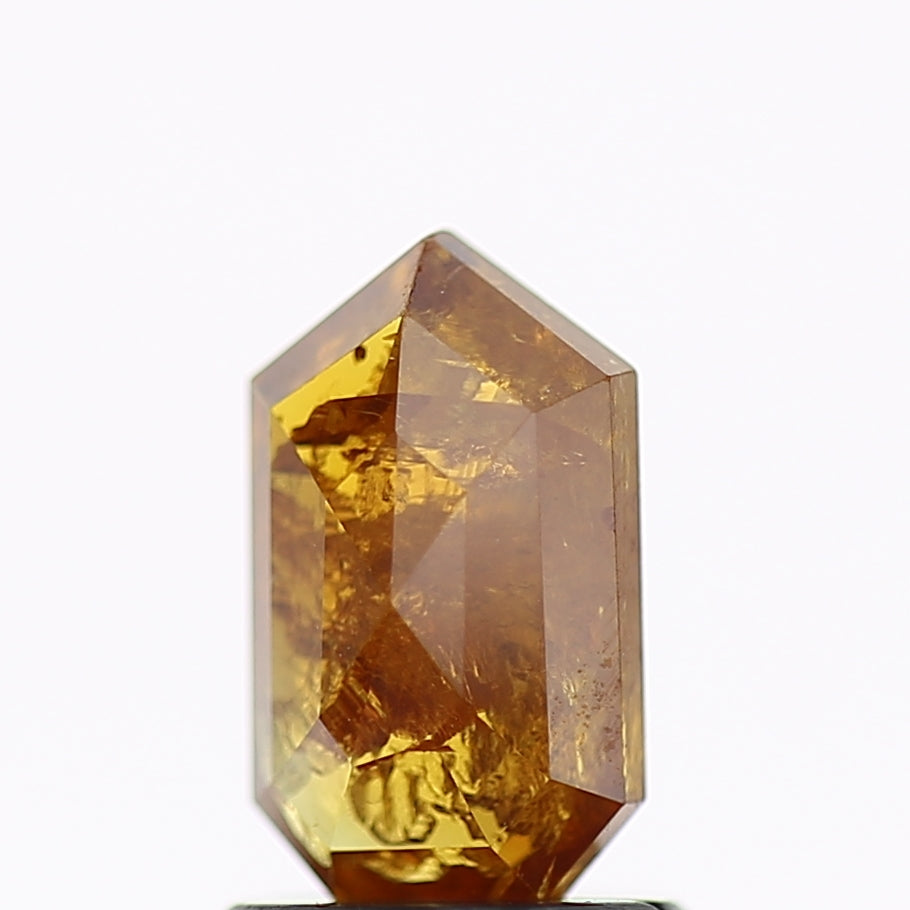 1.17 Carat Elongated Shield Salt and Pepper Diamond Yellow 8.12 MM
