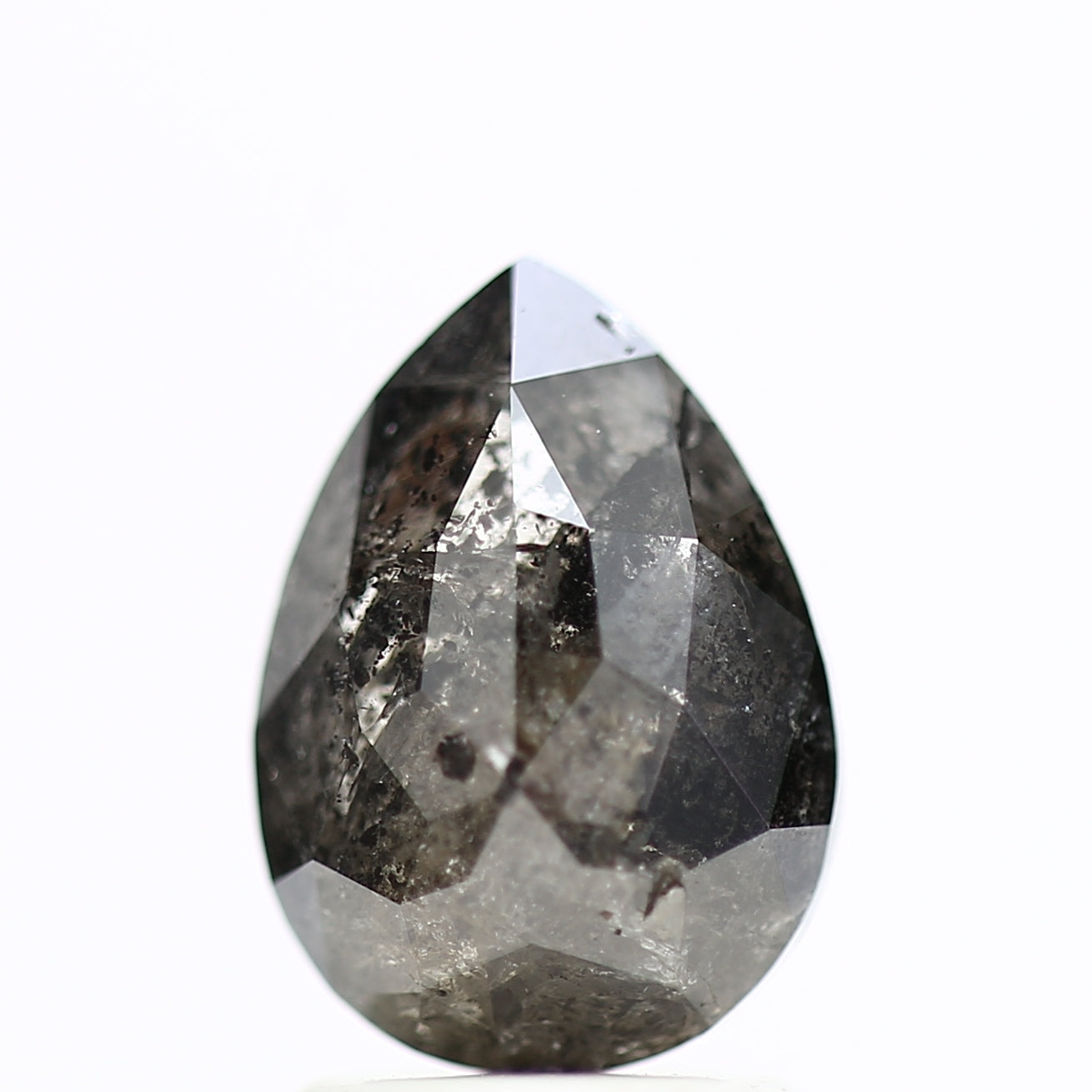 2.02 Carat Salt & Pepper Pear Diamond Double Cut Diamond 9.38 MM