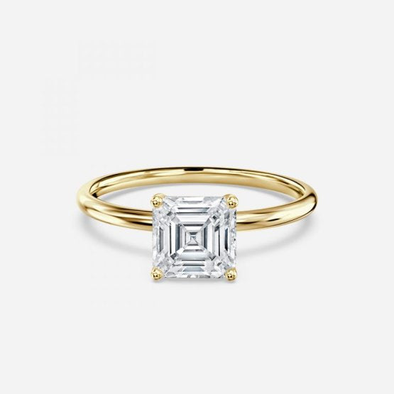 Bdaya Asscher Solitaire Engagement Ring 14K / 18K Solid Gold