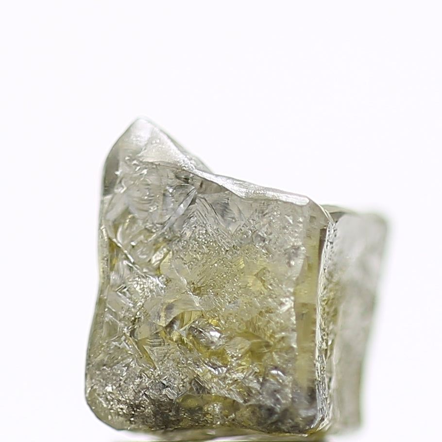 3.54 Carat Natural Yellow Green Raw Rough Cube Diamond 6.5 MM
