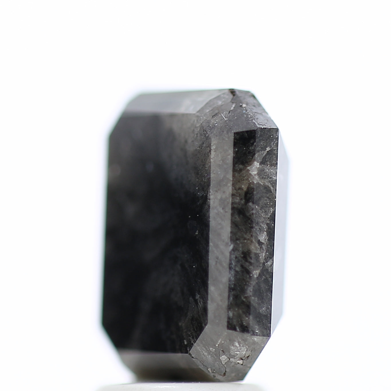 4 Carat Natural Emerald Cut Black Salt And Pepper Diamond 9.74 MM