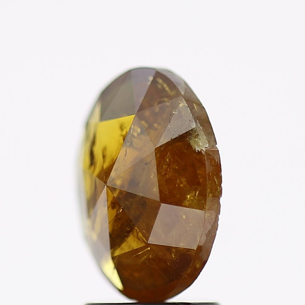 1.88 Carat Natural Yellow Rosecut Oval Salt and Pepper Diamond 9.6 MM