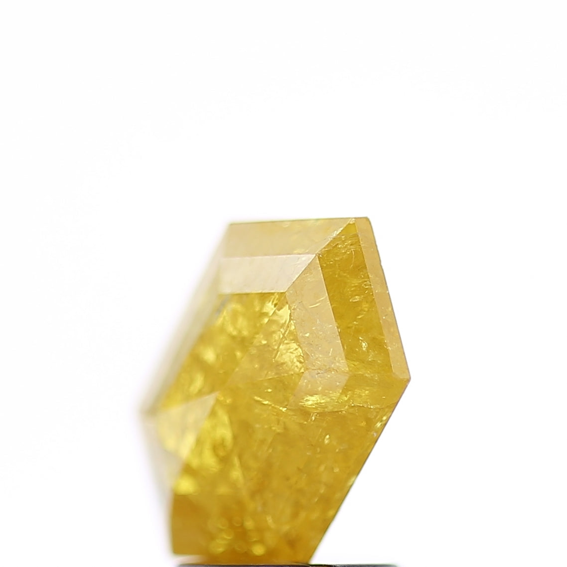 2 Carat Hexagon Salt and Pepper Diamond Elongated Fancy Yellow 10.50 MM