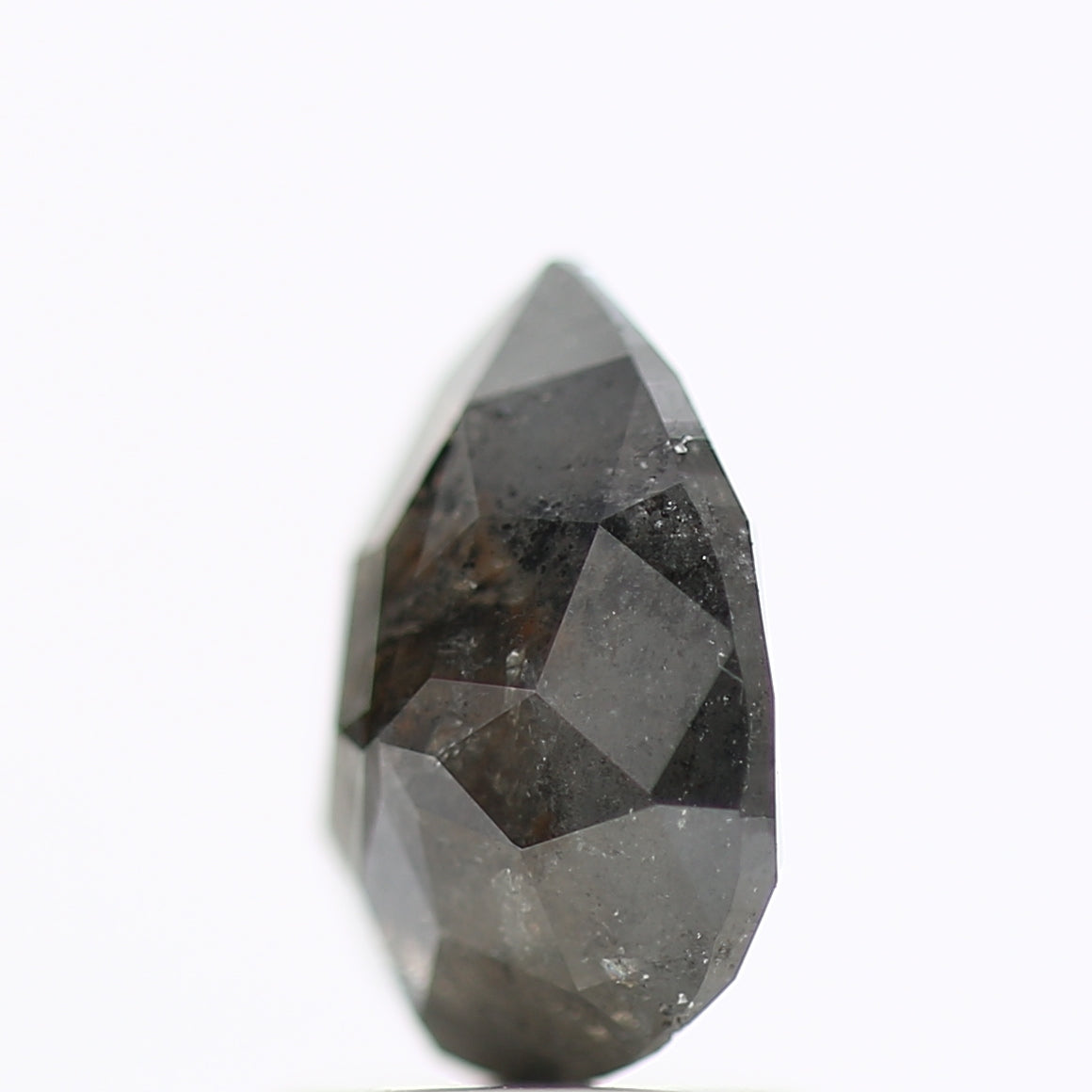 1.38 Carat Brilliant Pear Rose Cut Salt and Pepper Diamond 8.42 MM