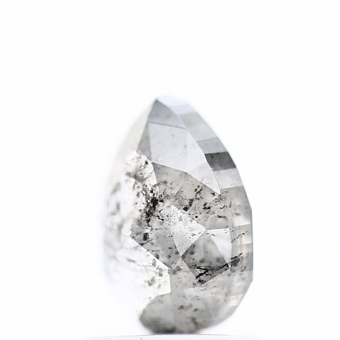 1.10 Carat Natural Rose Cut Salt and Pepper Pear Diamond 7.51 MM