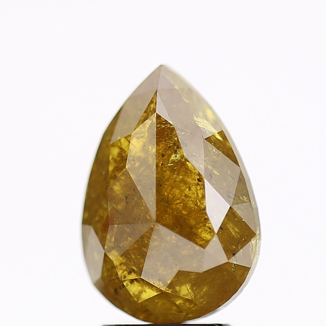 2.74 Carat Natural Yellow Pear Salt and Pepper Diamond 11 MM