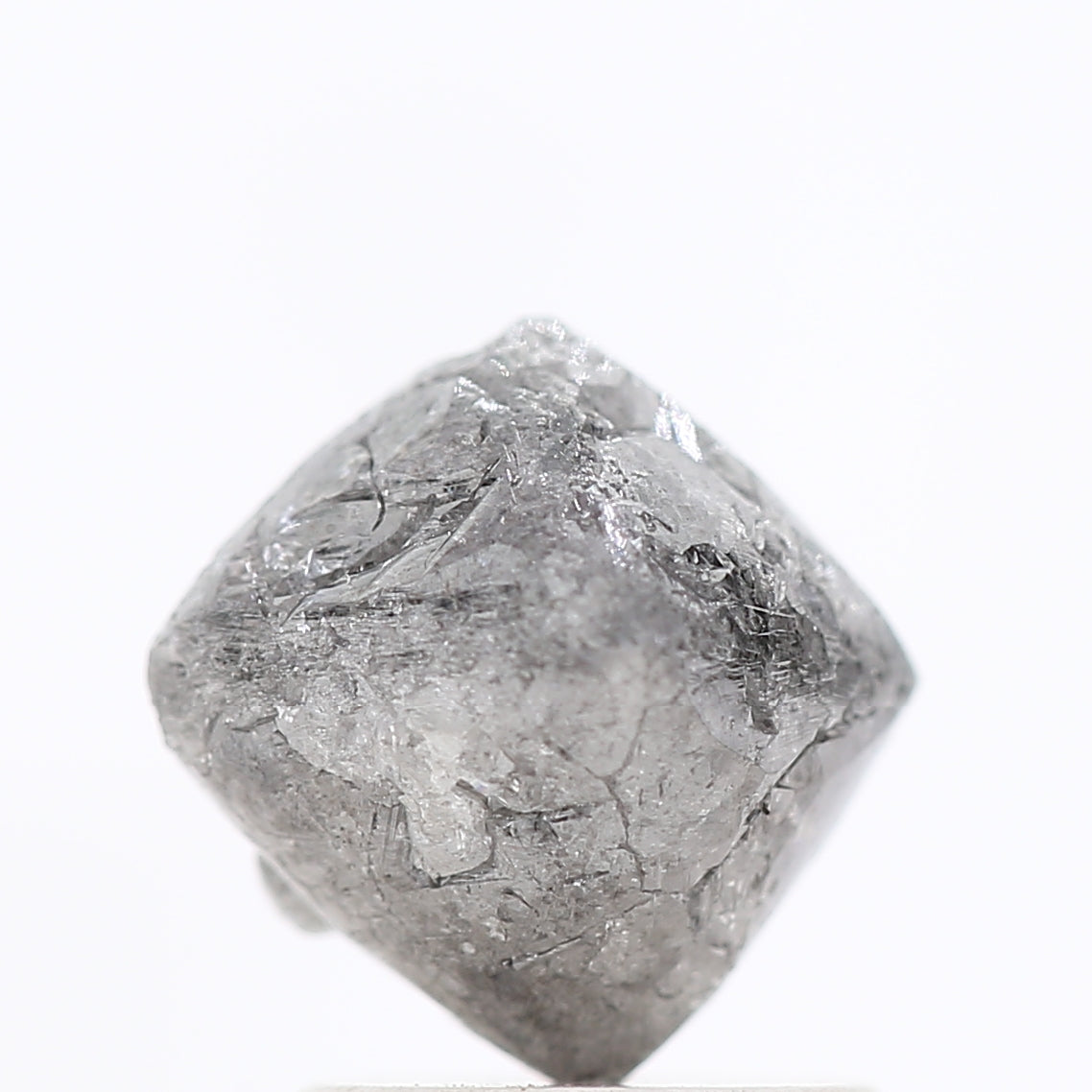 2.21 Carat Fancy Gray Uncut Octahedron Rough Natural Diamond 7.50 MM - Blackdiamond