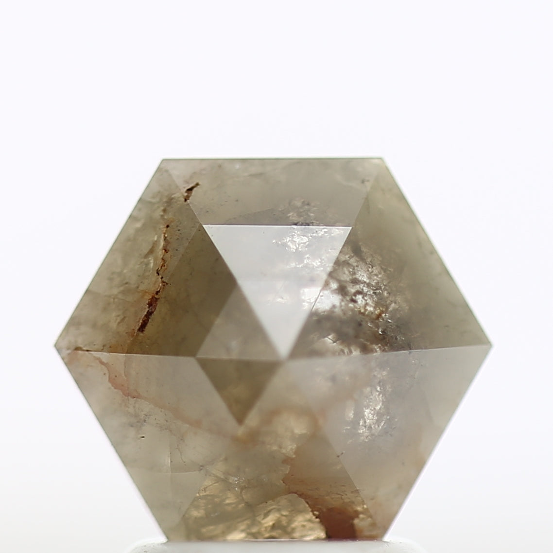 1.43 Carat Hexagon Rustic Salt And Pepper Natural Diamond 8.62 MM