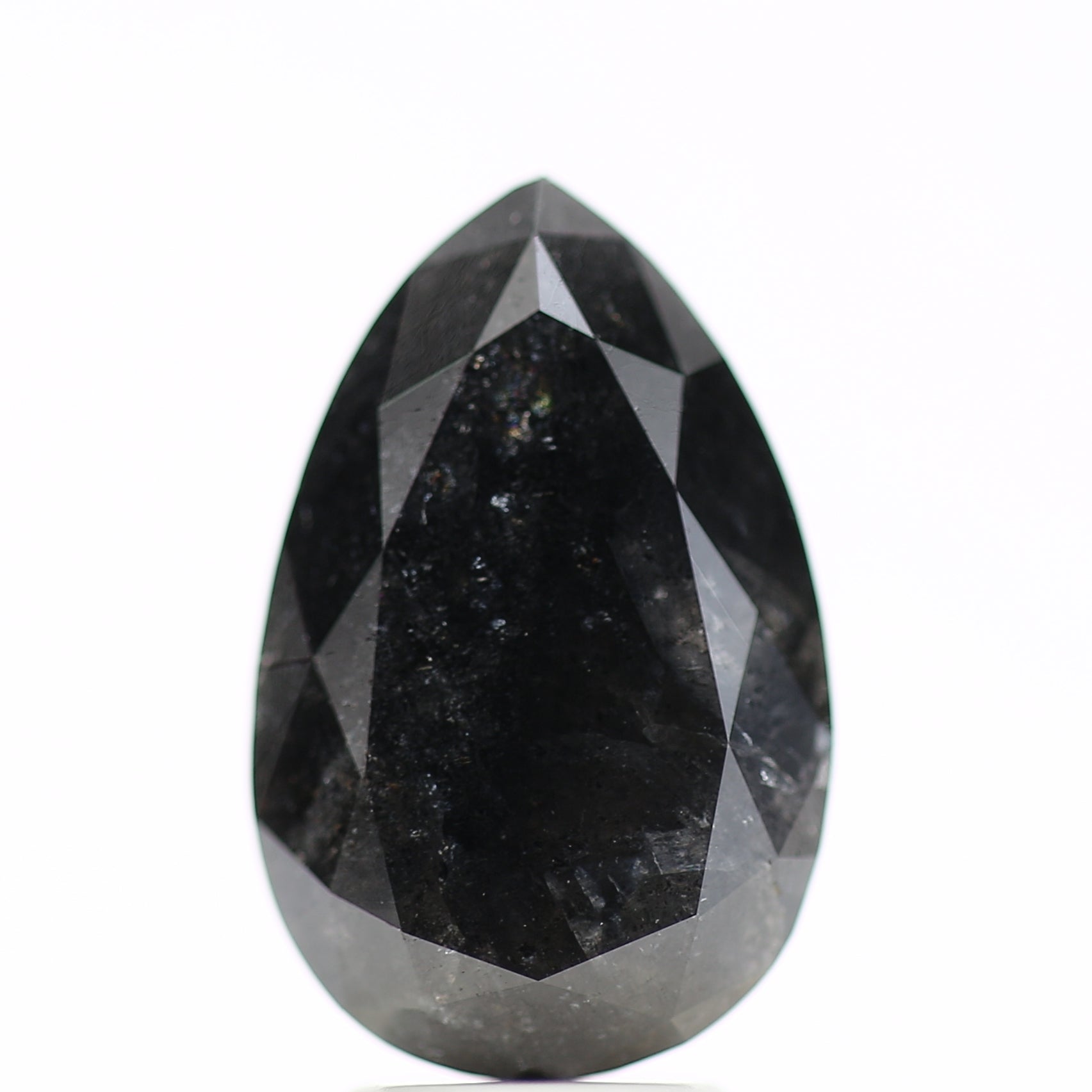 4.44 Carat Natural Pear Salt And Pepper Fancy Black Diamond 13.40 MM