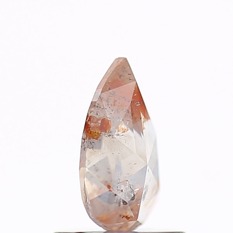 0.56 Carat Natural Peach Orange Pear Salt and Pepper Diamond 7.28 MM