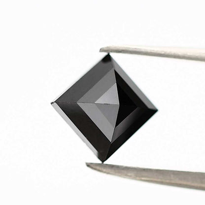 0.91 Carat 5.40 MM Natural Fancy Black Square Cut Salt and Pepper Diamond - Blackdiamond