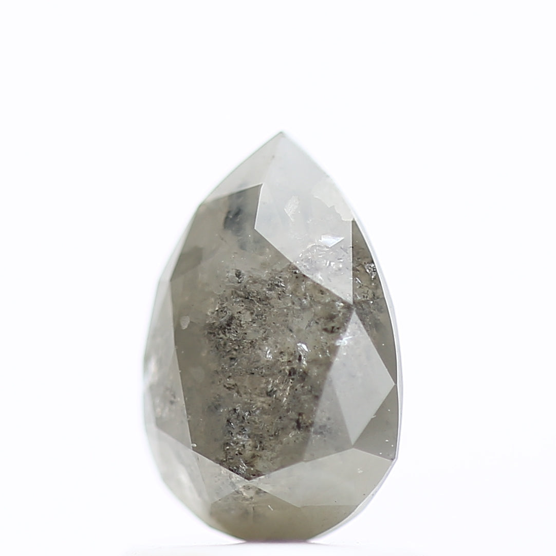 1.02 Carat Celestial Pear Salt and Pepper Natural Diamond 7.68 MM