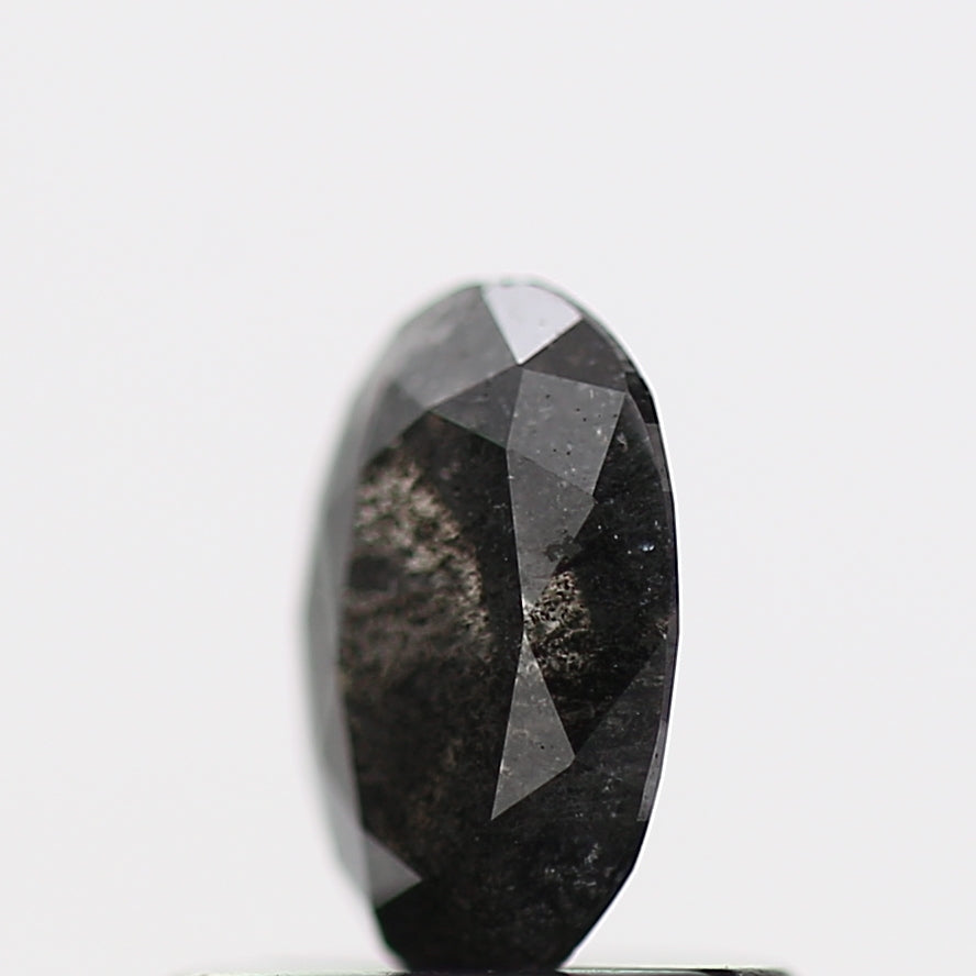 1.02 Carat Fancy Black Oval Salt and Pepper Diamond 6.3 MM