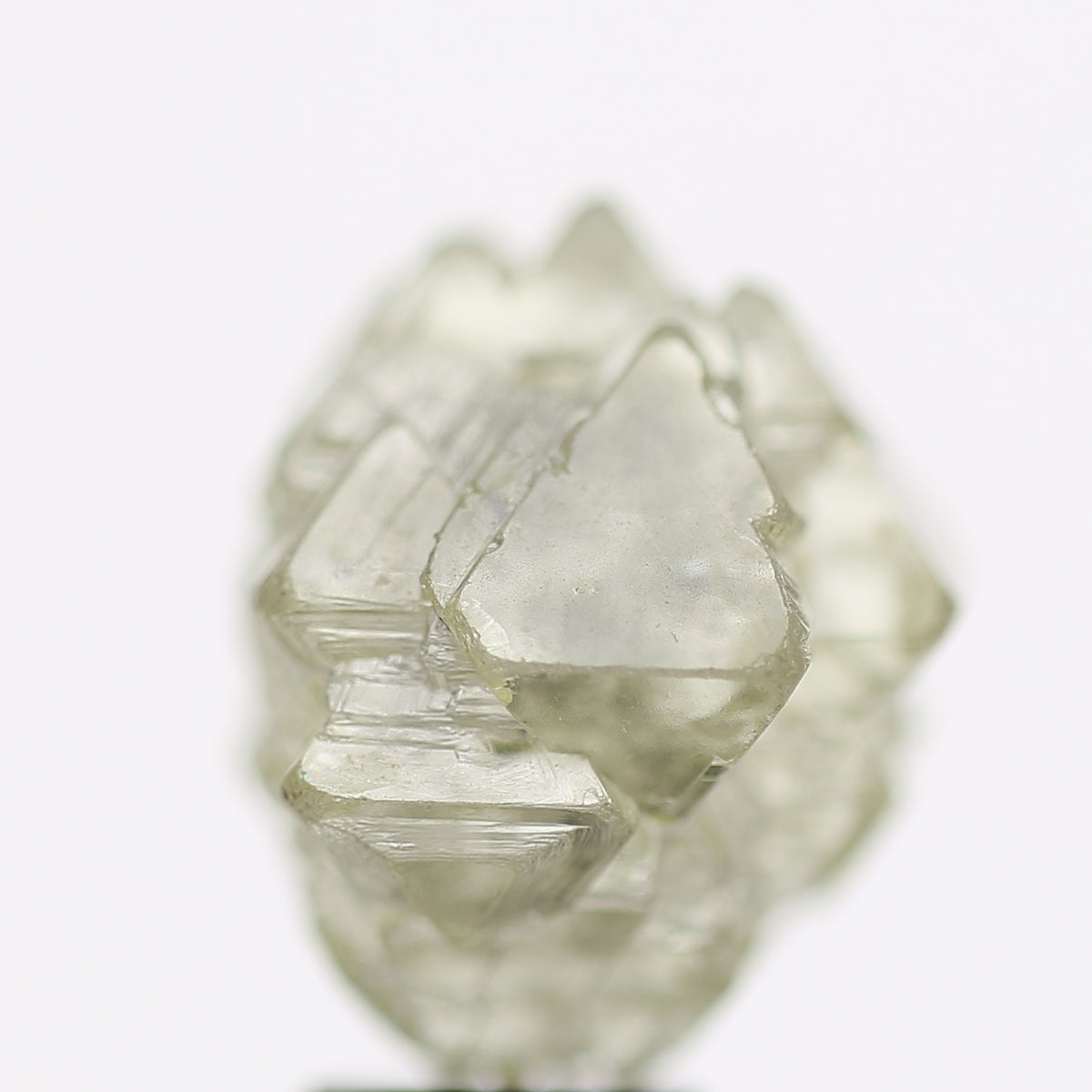 10 Ct Rough Diamond Octahedron Light Green Gray Raw Stone 12.70 MM