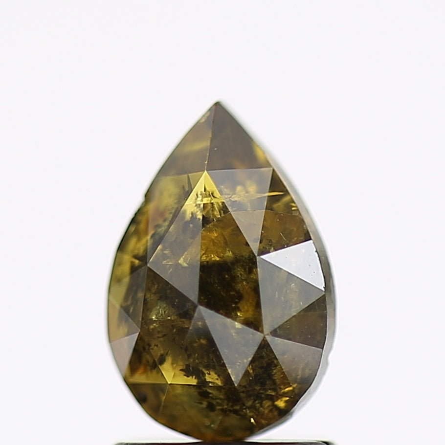 1.29 Carat Natural Pear Salt and Pepper Diamond Fancy Deep Yellow 8.5 MM