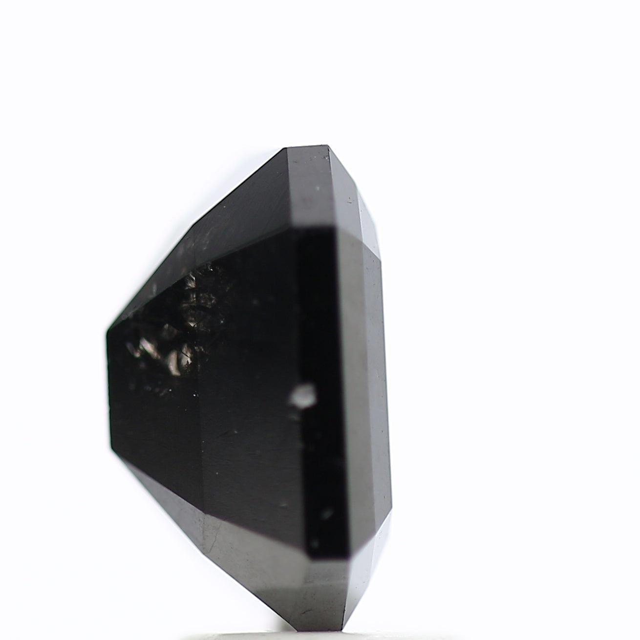 3 Ct Black Emerald Cut Diamond Natural Salt and Pepper Diamond 9.42 MM