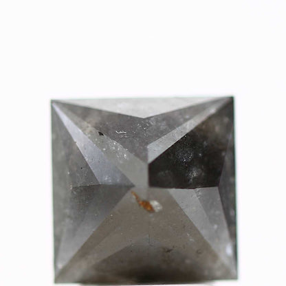 2.50 Carat 7.55 MM Natural Gray Princess Cut Salt and Pepper Diamond - Blackdiamond