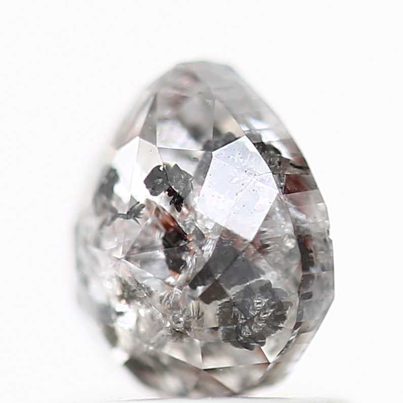 1.14 Carat Natural Gray Pear Rose Cut Salt Pepper Diamond For Ring