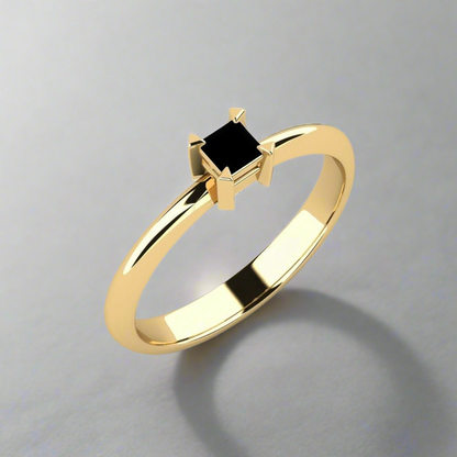 0.20 Carat Black Princess Cut Diamond Ring In Yellow Gold Zembi